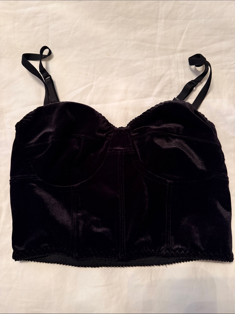 Velvet Longline Bralette - Black